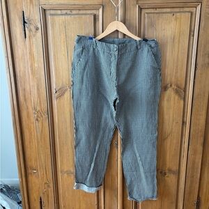 Lauren Vidal Black and Taupe Vertical Stripe Trousers